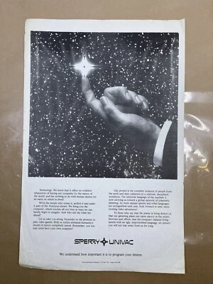 Sperry Univac Computer 1983 Window Advertisement 11 x 17” Technology Video Games - Image 1 of 4