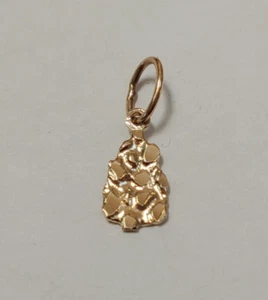  New 14k Yellow Gold Nugget Charm Pendant  - Picture 1 of 4