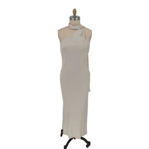 Meshki Halter Satin Slip Dress Champagne Cream Size XL evening wedding party - Picture 1 of 11
