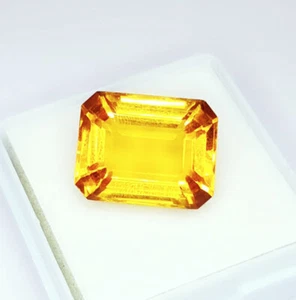 Loose Gemstone 8-10 Ct Certified Natural Yellow Citrine Emerald Shape Gems C094 - Picture 1 of 11