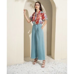 Women High Waist Casual Waist Wide Leg Pants with Pockets, Wide Leg Lounge Pants - Picture 1 of 6