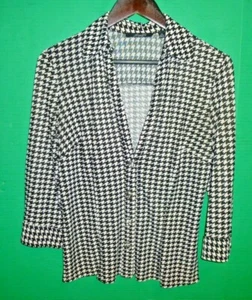 WOMEN'S BLOUSE JACKET from ESSENTIALS CLASSY BLACK WHITE MEDIUM LONG SLEEVE A18 - Picture 1 of 6