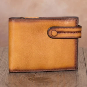 Genuine Leather Slim Bifold Wallet Men and Women Card Holder Small Wallet Purse - Picture 1 of 14