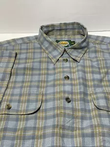 Cabelas Shirt Mens LT  Plaid Short Sleeve Button Up Banded Bottom Large Tall - Picture 1 of 5