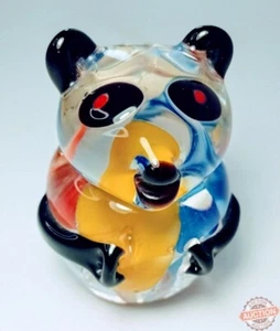 Internal Flowers Art Glass Panda Paperweight - Picture 1 of 5