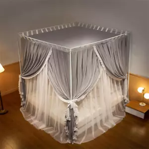 Sunscreen Mosquito Net & Support Set Wedding Bed Dust Proof Bed Curtain Drapes - Picture 1 of 48