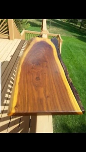 LIVE EDGE SOLID BLACK WALNUT COFFEE TABLE CUSTOM MADE PROFESSIONAL FINISH - Picture 1 of 12