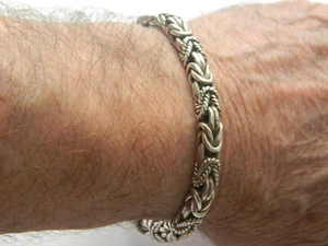 Feine Suarti geflochtene Bali Bynzantiner Kette 925 Sterling Silber Herren Armband 9,25" - Bild 1 von 10