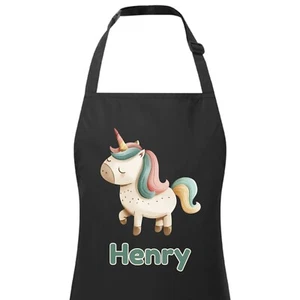 Personalisierte wasserdichte Kinderschürze mit beliebigem Namen Einhorn. Basteln Backen Kochen Junge Mädchen - Bild 1 von 12
