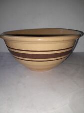 Vintage Stoneware Yelloware Mixing Bowl 3 Brown Stripe 9"