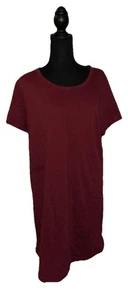 Antiguo Vestido Camiseta Pullover Manga Corta Túnica Borgoña Desteñida Cuello Redondo XL Azul Marino - Imagen 1 de 8