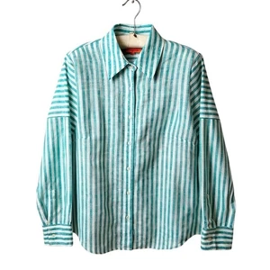 Vilagallo Linen Top Women's Multicolor Striped Button-Up Shirt Size 42  - Picture 1 of 8