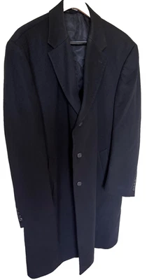 Men's Jos A Bank Signature Collection Black Cashmere Wool Overcoat 46L - Image 1 of 4