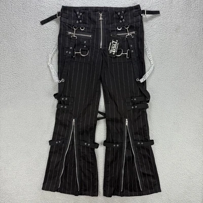Tripp NYC Pants Womens 28 / 7 Black Godfather Stripe Super D Ring Flare Wide Leg - Image 1 of 4