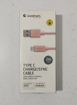 USB Type C Cable Fast Charge/Sync Cable Lead For iPhone/Android 2m NEW - Image 1 of 3