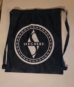 Skechers Brand Backpack - Nylon Drawstring Gym Shoe Bag Carry Tote Navy Blue - Picture 1 of 4