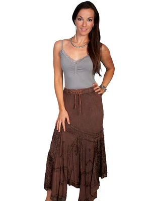 Scully Honey Creek Womens Multi-Fabric Skirt Copper 100% Rayon Long - Image 1 of 2