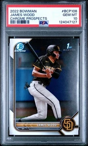 PSA 10 James Wood 2022 Bowman Chrome 1st Prospect Rookie GEM MINT NATIONALS - Picture 1 of 2
