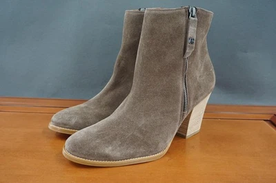 Paul Green Reya Boots Womens US 9 Taupe Suede Block Heel Ankle Zip Booties Shoes - Image 1 of 4