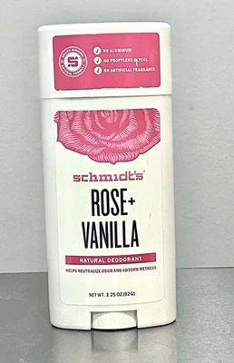 Desodorante natural Schmidt’s Rose Vanilla 3,25 oz, 92 g, sem caixa (#m1) - Imagem 1 de 2