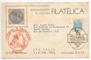 BRAZIL ILLUSTRATED COVER 29/7/55, 1st FLIGHT RIO - NEW YORK,  BRANIFF AIRWAYS - Picture 1 of 4