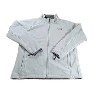 THE NORTH FACE Womens Jacket XL WHITE GRAY  Zip Up Fleece Pockets Casual - Picture 1 of 9