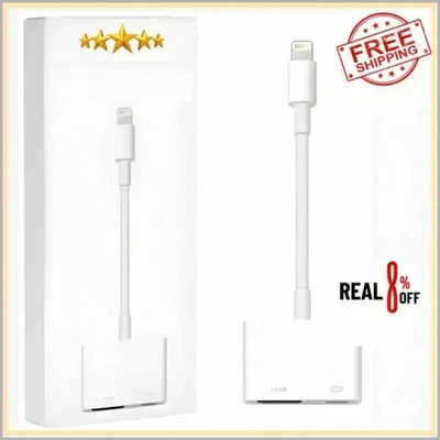 PER APPLE LIGHTNING A HDMI DIGITALE AV TV CAVO ADATTATORE PER IPAD IPHONE - Immagine 1 di 4