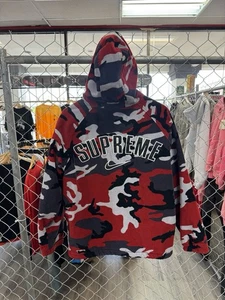 Size Medium Brand New - Supreme x Nike Arc Corduroy Hooded Jacket Red Camo - Picture 1 of 10