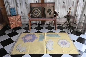 Baumwollteppich Rugmoda Beige & Flieder Blumenmuster - Bild 1 von 5