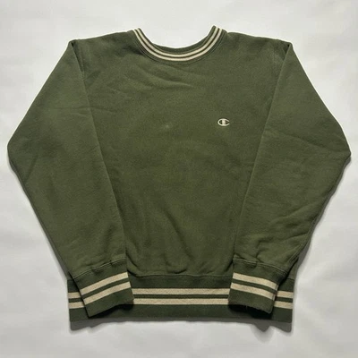 Champion Sudadera Tejido Inverso Calentamiento Cuello Redondo Japón Verde Rayas Talla M Foto 1 de 4