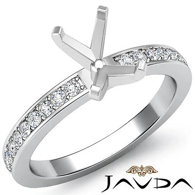 Emerald Semi Mount Pave Setting Diamond Women Wedding Ring 14k White Gold 0.5Ctw - Image 1 of 3