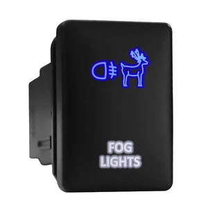 FOG LIGHTS Blue/White LED Backlit Short Push Button 1.28"x 0.87" (Fit: Toyota) - Picture 1 of 6