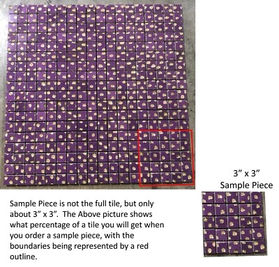 Remodelação quadrada roxa azulejo com círculos dourados Backsplash 2x2 amostra T-10 - Imagem 1 de 2