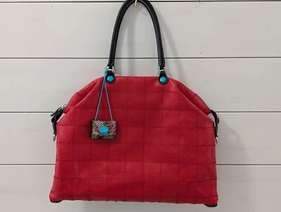 GABS ITALY GENUINE PATCHWORK LEATHER LARGE TOTE SHOULDER/HAND BAG RED AUTHENTIC  - Image 1 of 4