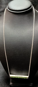 LAURA JANELLE MAY GREEN BIRTHSTONE NECKLACE SILVER TONE - Picture 1 of 5