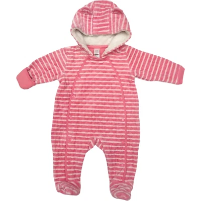 Traje Bunting Nordstrom Bebé Rosa Blanco Niña 6 Mos Acolchado Rayas Forrado Capucha Foto 1 de 4