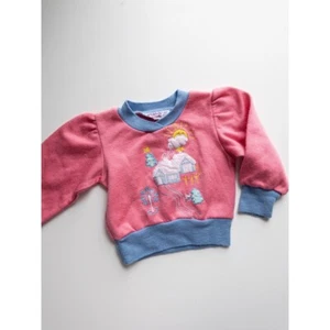 Rainbow Connection Vintage Applique Sweatshirt Cottagecore Pink Blue 42M - Picture 1 of 3