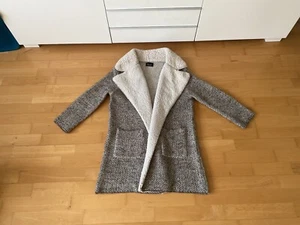 ZARA KNIT CARDIGAN STRICKJACKE JACKE GRAU TEDDYFELL GROBSTRICK M/36-38 WIE NEU - Bild 1 von 23