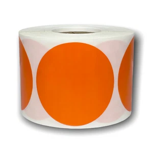 Zebra Rollo 2" Round Orange Direct Thermal Labels Self-Adhesive Stickers 750 PCS - Picture 1 of 3