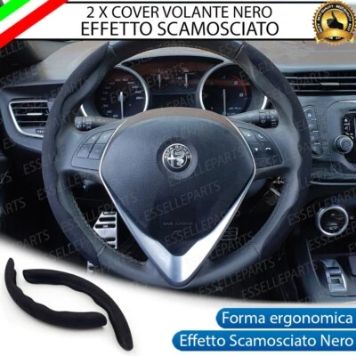 2 X COVER SPORTIVE VOLANTE EFFETTO CAMOSCIO COLORE NERO PER SAAB 9_5 - Immagine 1 di 4