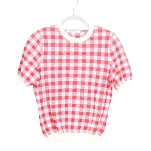 Philosophy Lorenzo Serafini Women's Short Sleeve Gingham Top Red White M - Picture 1 of 10