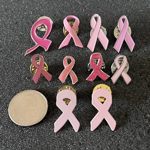 Menge 10 Rosa Brustkrebs Bewusstsein Bänder Pins Pinbacks #45811 - Bild 1 von 7