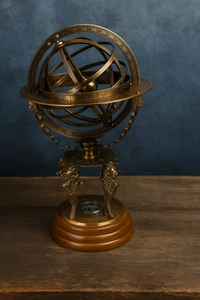 Vintage Brass Armillary Sphere with Compass Antique Astronomical Globe Decor 18 - Picture 1 of 7