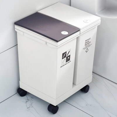 Large Plastic Recycling Bins 2/3 Compartment Waste Bin Kitchen Rubbish Trash Can - Image 1 of 4