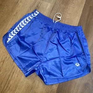 Arena Shorts Mens 2XL Gym Nylon Shiny Glanz Wet Look Vtg 70s 80s Blue NEW NOS - Picture 1 of 11