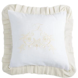 FLORA Boho Bestickt Kissenhülle Bezug Volant SAND Shabby 45x45 Rüschen Landhaus - Bild 1 von 4