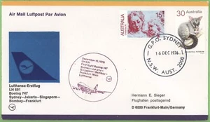 Australien 1976 LH691 Lufthansa Boeing 747 First Flight Cover Sydney - Frankfurt - Bild 1 von 1