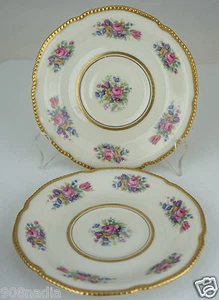 VINTAGE CASTLETON ROSE GOLD BEADED RIMS SMALL PLATE 6 1/4'' PAIR - Picture 1 of 12
