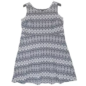 Abito Talbots donna 2X blu navy bianco poli misto maglia collo buco della serratura senza maniche nuovo senza etichette - Foto 1 di 7