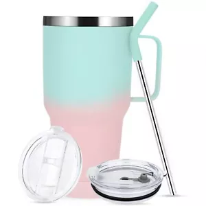 30oz Insulated Mug/tumbler With Lid And Strawstainless Steel Vacuum Tumblerkeep - Picture 1 of 7